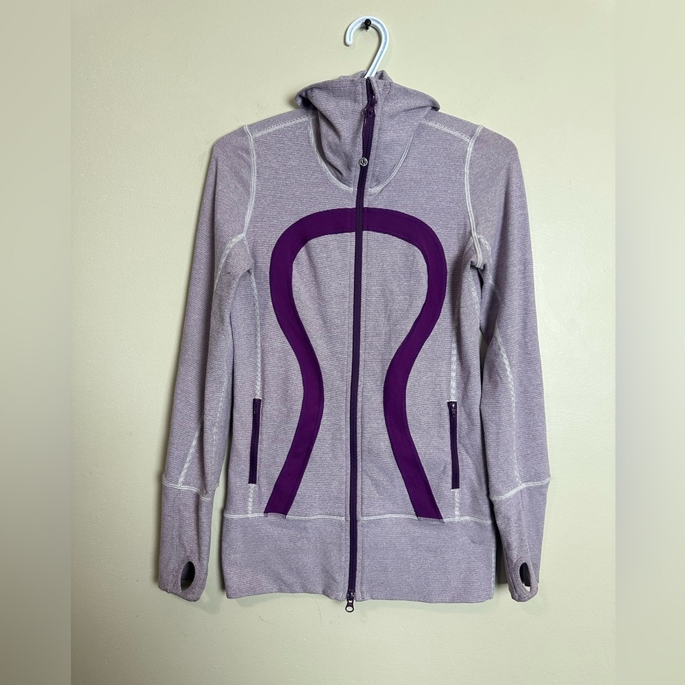 Lululemon Define Jacket Size 4 Purple Gray Full Zip Hooded Thumbholes - Picture 2 of 7